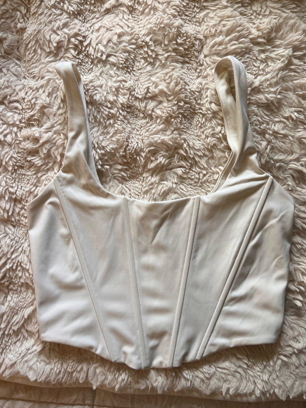 White Cream Sculpted Corset Tank with Straps